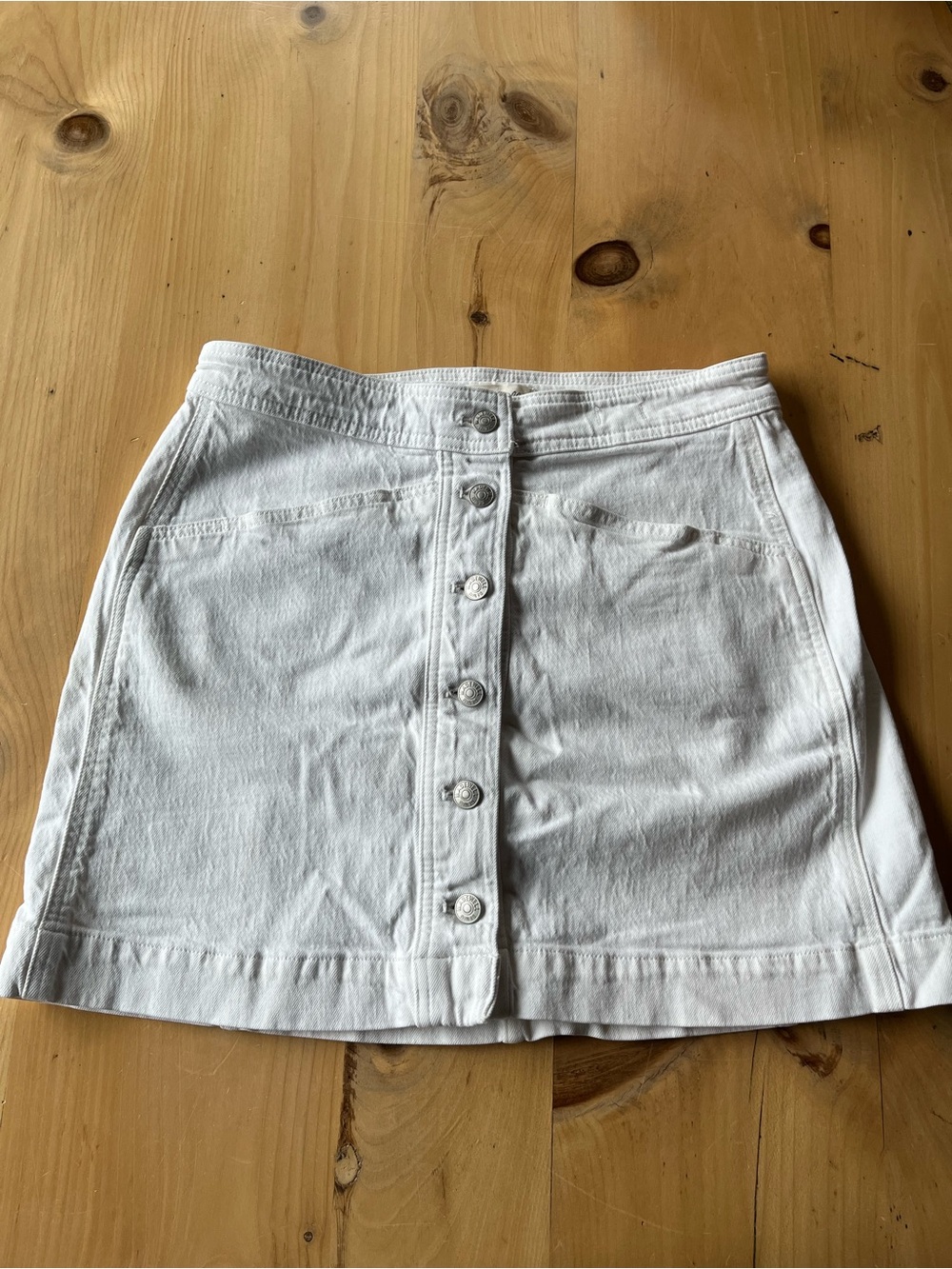 Madewell Button-Front White Denim Skirt
